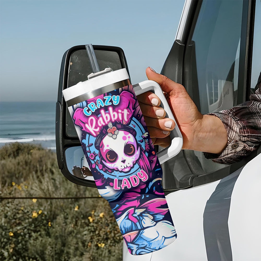 Crazy Rabbit Lady Tumbler With Handle TS04 Crazy Rabbit Lady Tumbler With Handle TS04