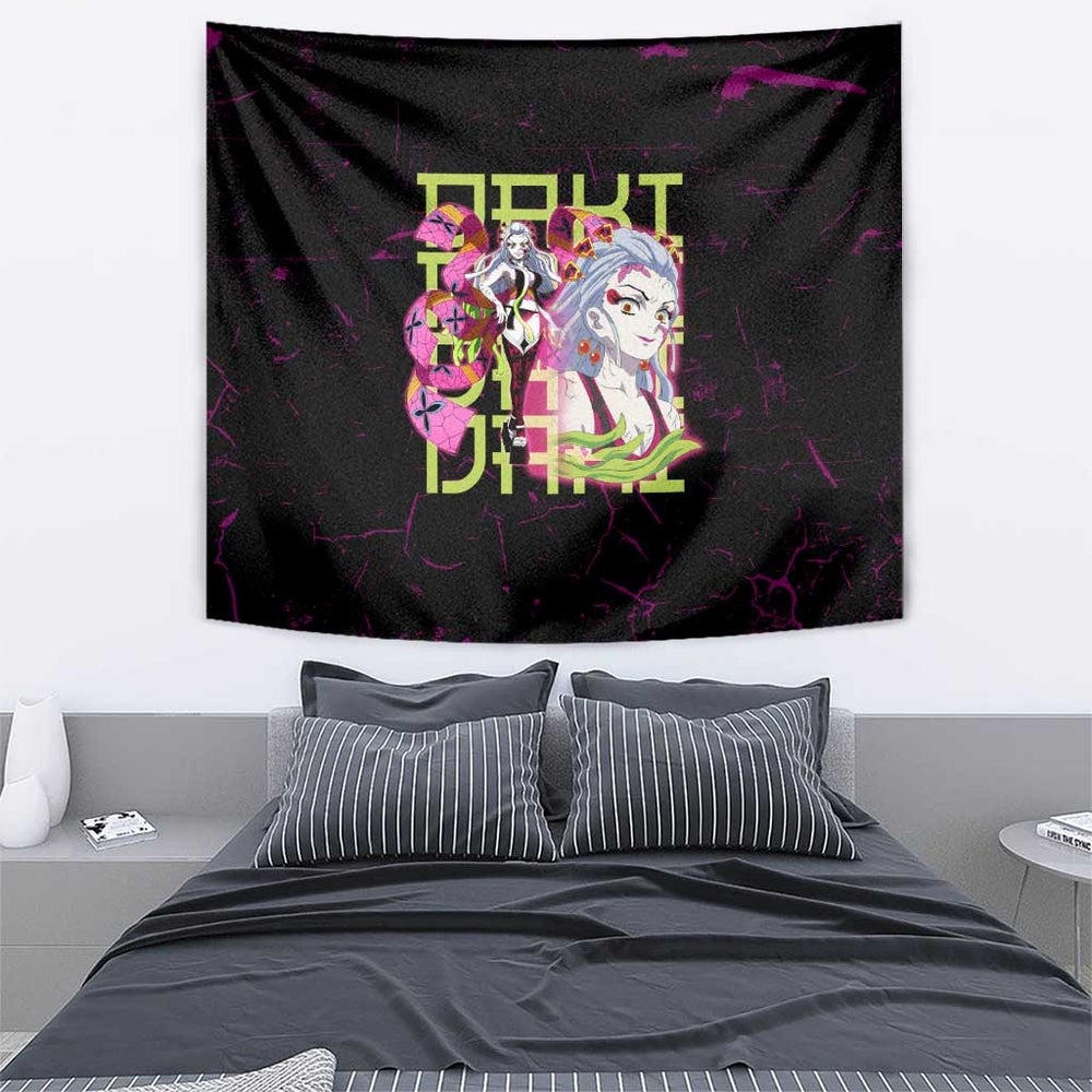 Daki Demon Slayer Theme Tumbler With Handle with Obi Sash Design and Neon Pink Green Graphic Elements TS04 Daki Demon Slayer Theme Tumbler With Handle with Obi Sash Design and Neon Pink Green Graphic Elements TS04