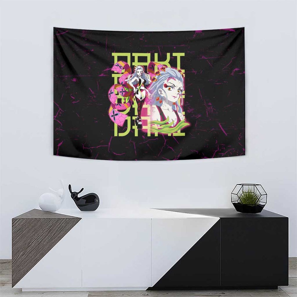 Daki Demon Slayer Theme Tumbler With Handle with Obi Sash Design and Neon Pink Green Graphic Elements TS04 Daki Demon Slayer Theme Tumbler With Handle with Obi Sash Design and Neon Pink Green Graphic Elements TS04