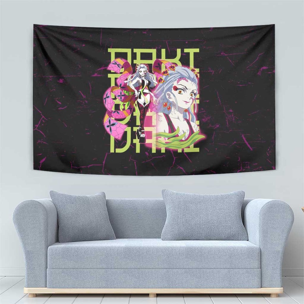 Daki Demon Slayer Theme Tumbler With Handle with Obi Sash Design and Neon Pink Green Graphic Elements TS04 Daki Demon Slayer Theme Tumbler With Handle with Obi Sash Design and Neon Pink Green Graphic Elements TS04