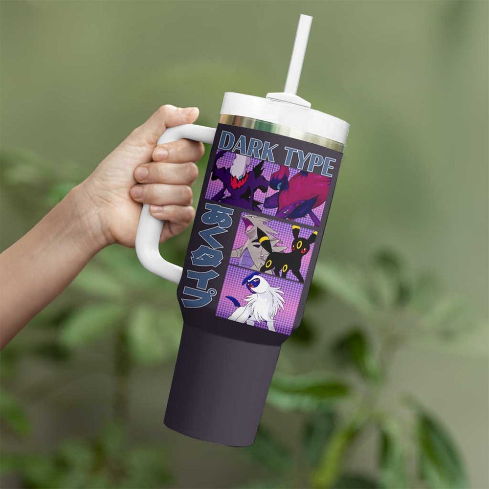 Dark Type Poke Tumbler With Handle Anime Style TS04