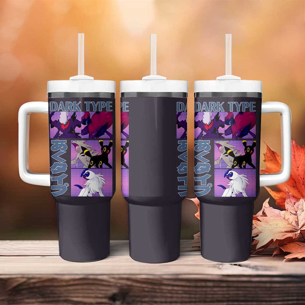 Dark Type Poke Tumbler With Handle Anime Style TS04