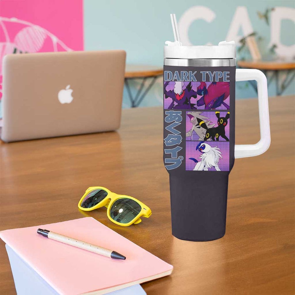Dark Type Poke Tumbler With Handle Anime Style TS04