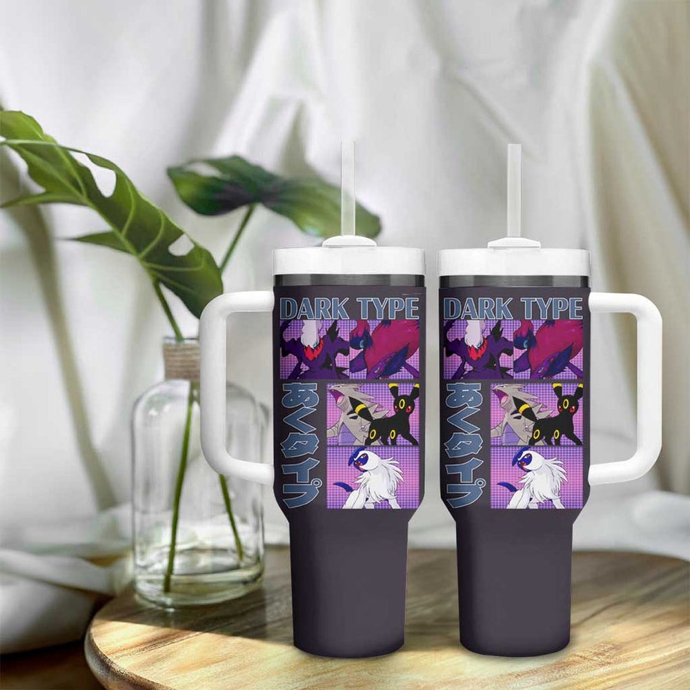 Dark Type Poke Tumbler With Handle Anime Style TS04