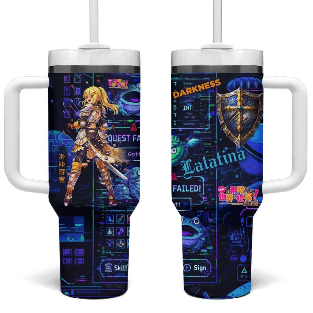 Darkness Lalatina Tumbler With Handle Retro Anime RPG Interface Style TS04 Darkness Lalatina Tumbler With Handle Retro Anime RPG Interface Style TS04