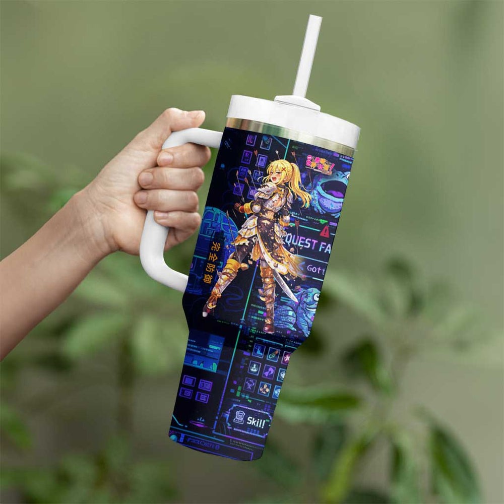 Darkness Lalatina Tumbler With Handle Retro Anime RPG Interface Style TS04 Darkness Lalatina Tumbler With Handle Retro Anime RPG Interface Style TS04