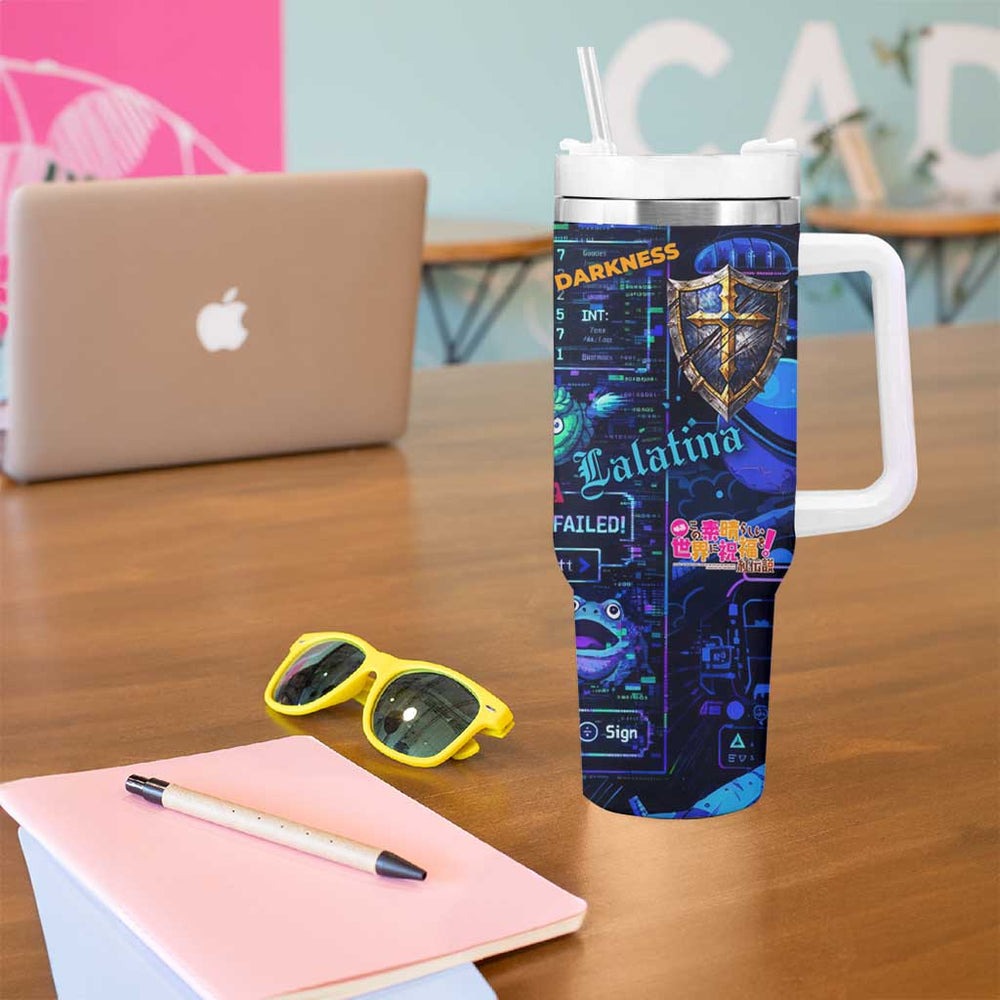 Darkness Lalatina Tumbler With Handle Retro Anime RPG Interface Style TS04 Darkness Lalatina Tumbler With Handle Retro Anime RPG Interface Style TS04