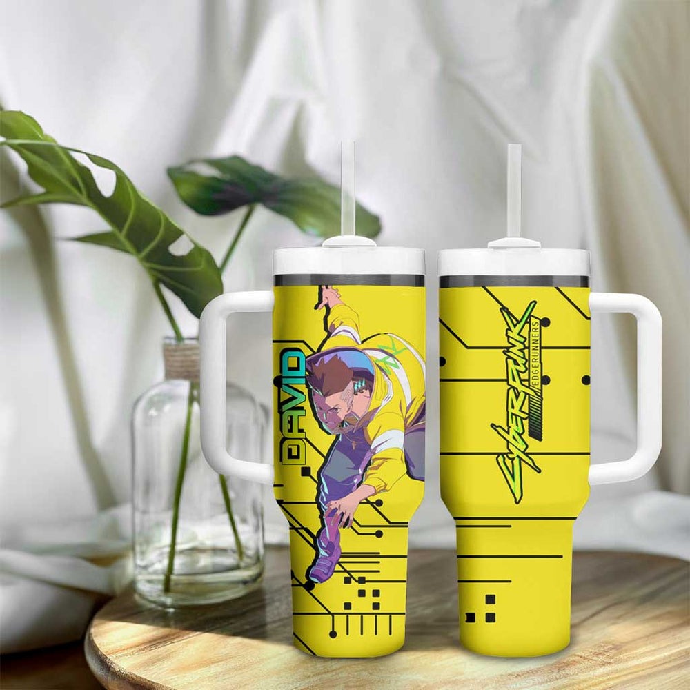 David - Cyberpunk Edgerunners Tumbler With Handle Anime Style TS04 David - Cyberpunk Edgerunners Tumbler With Handle Anime Style TS04