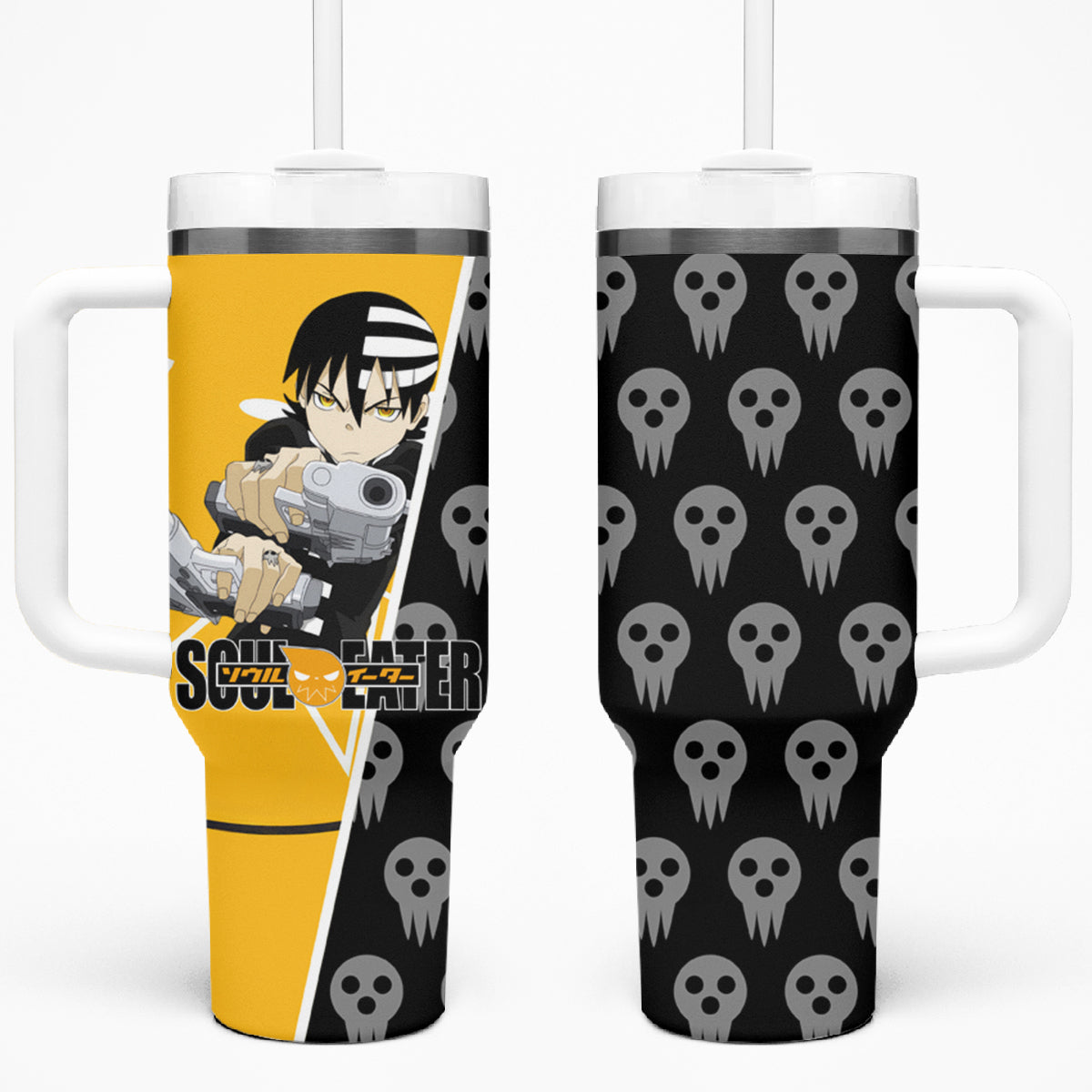 Death the Kid Soul Eater Tumbler With Handle Anime Art Mix With Skull Pattern Style TS04