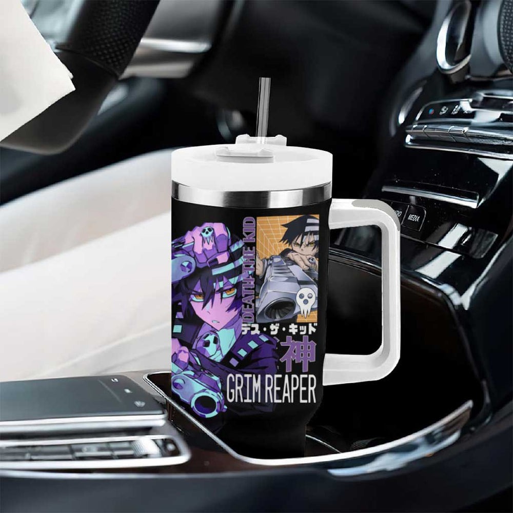 Death the Kid Soul Eater Tumbler With Handle Anime Art Mix With Skull Pattern Style TS04 Death the Kid Soul Eater Tumbler With Handle Anime Art Mix With Skull Pattern Style TS04