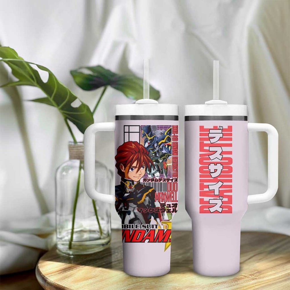 Deathscythe x Duo Maxwell Gundam Wing Endless Waltz Tumbler With Handle Anime Style TS04 Deathscythe x Duo Maxwell Gundam Wing Endless Waltz Tumbler With Handle Anime Style TS04