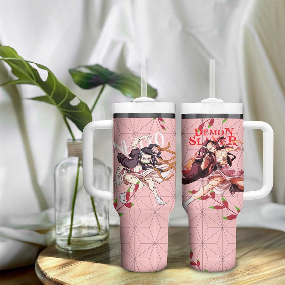 Demon Nezuko Kamado - Demon Slayer Tumbler With Handle Anime Style TS04 Demon Nezuko Kamado - Demon Slayer Tumbler With Handle Anime Style TS04