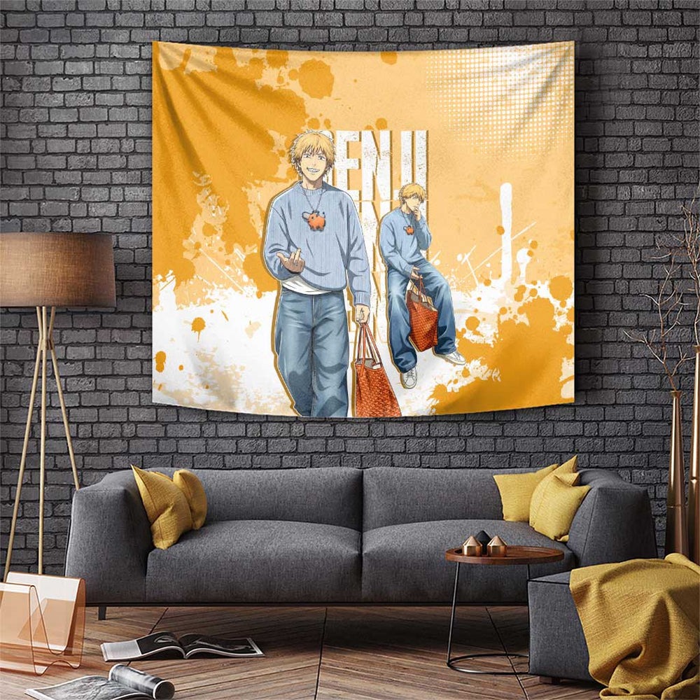 Denji Chainsaw Man Urban Drip Tumbler With Handle Streetwear Anime Vibes in Orange Tones TS04 Denji Chainsaw Man Urban Drip Tumbler With Handle Streetwear Anime Vibes in Orange Tones TS04