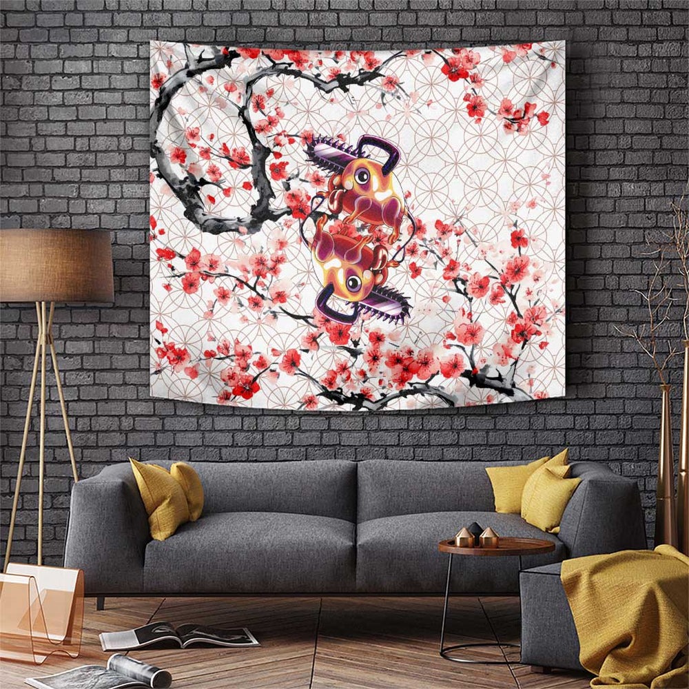 Denji x Pochita Chainsaw Man Tumbler With Handle Anime Mix Cherry Blossom Style TS04 Denji x Pochita Chainsaw Man Tumbler With Handle Anime Mix Cherry Blossom Style TS04