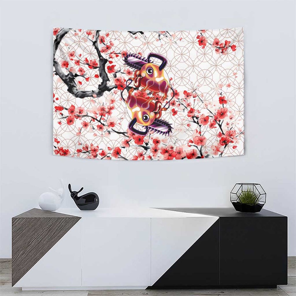 Denji x Pochita Chainsaw Man Tumbler With Handle Anime Mix Cherry Blossom Style TS04 Denji x Pochita Chainsaw Man Tumbler With Handle Anime Mix Cherry Blossom Style TS04