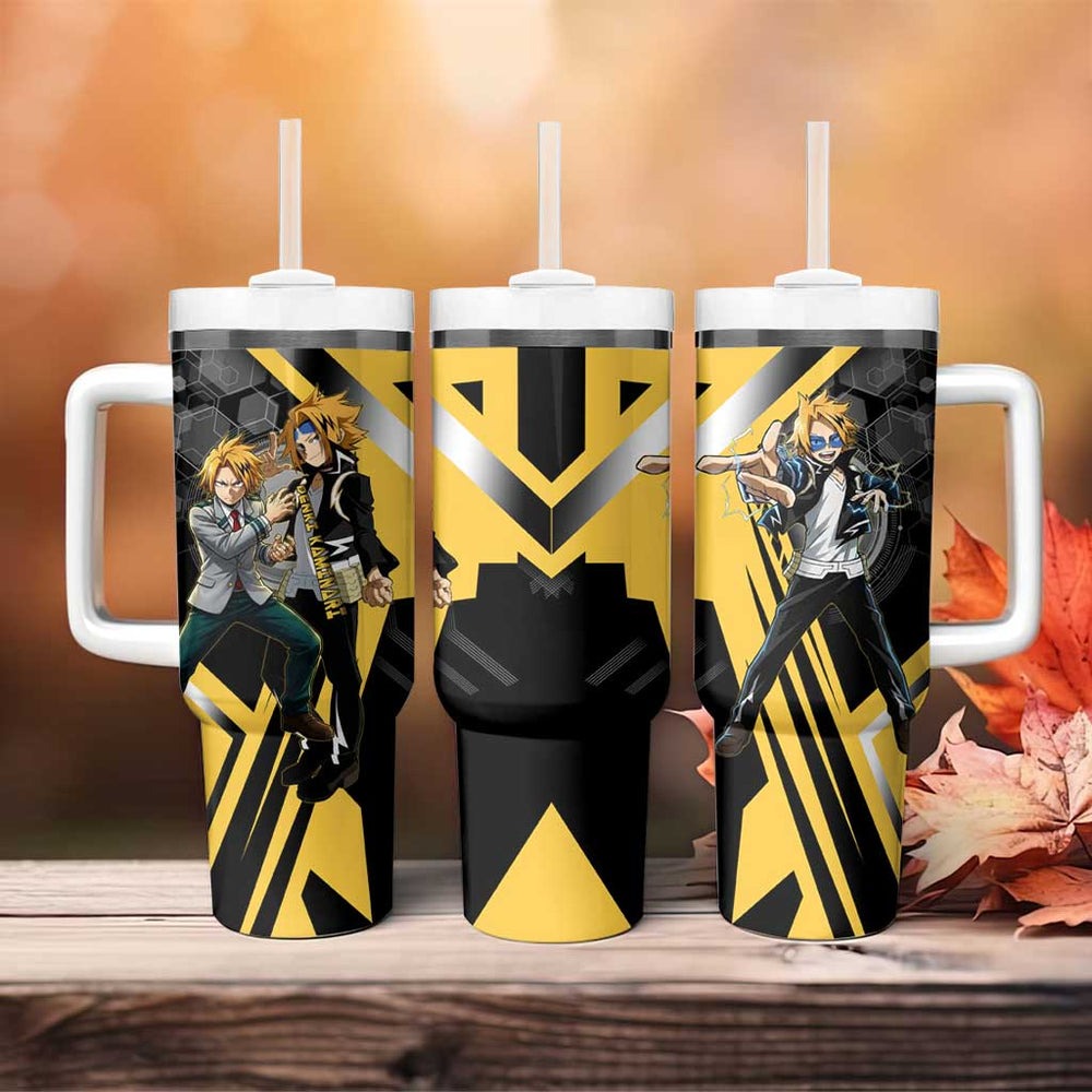 Denki Kaminari Tumbler With Handle Bold Anime Action Illustration with Electric Lightning Effects TS04 Denki Kaminari Tumbler With Handle Bold Anime Action Illustration with Electric Lightning Effects TS04