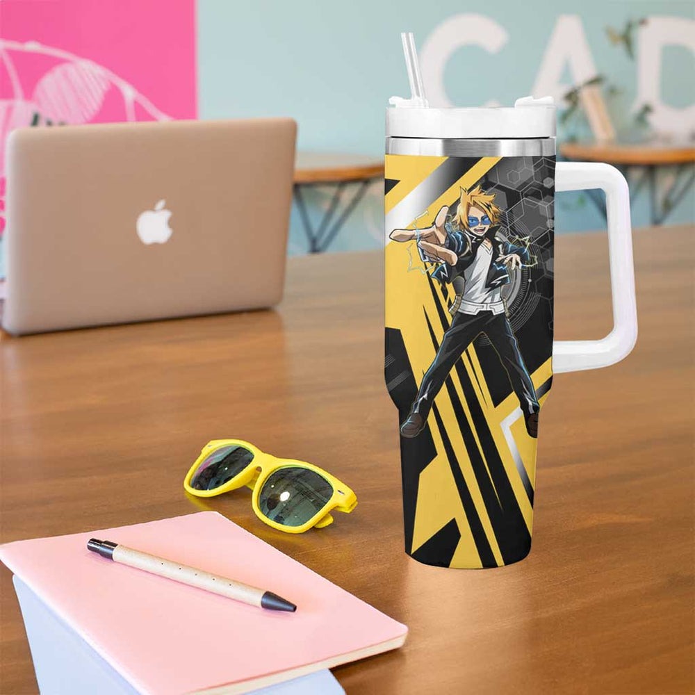 Denki Kaminari Tumbler With Handle Bold Anime Action Illustration with Electric Lightning Effects TS04 Denki Kaminari Tumbler With Handle Bold Anime Action Illustration with Electric Lightning Effects TS04