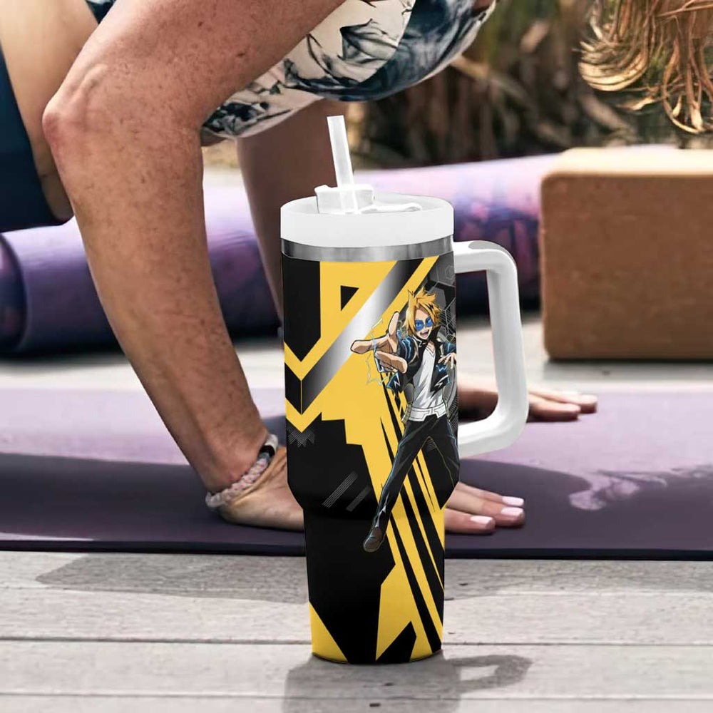 Denki Kaminari Tumbler With Handle Bold Anime Action Illustration with Electric Lightning Effects TS04 Denki Kaminari Tumbler With Handle Bold Anime Action Illustration with Electric Lightning Effects TS04