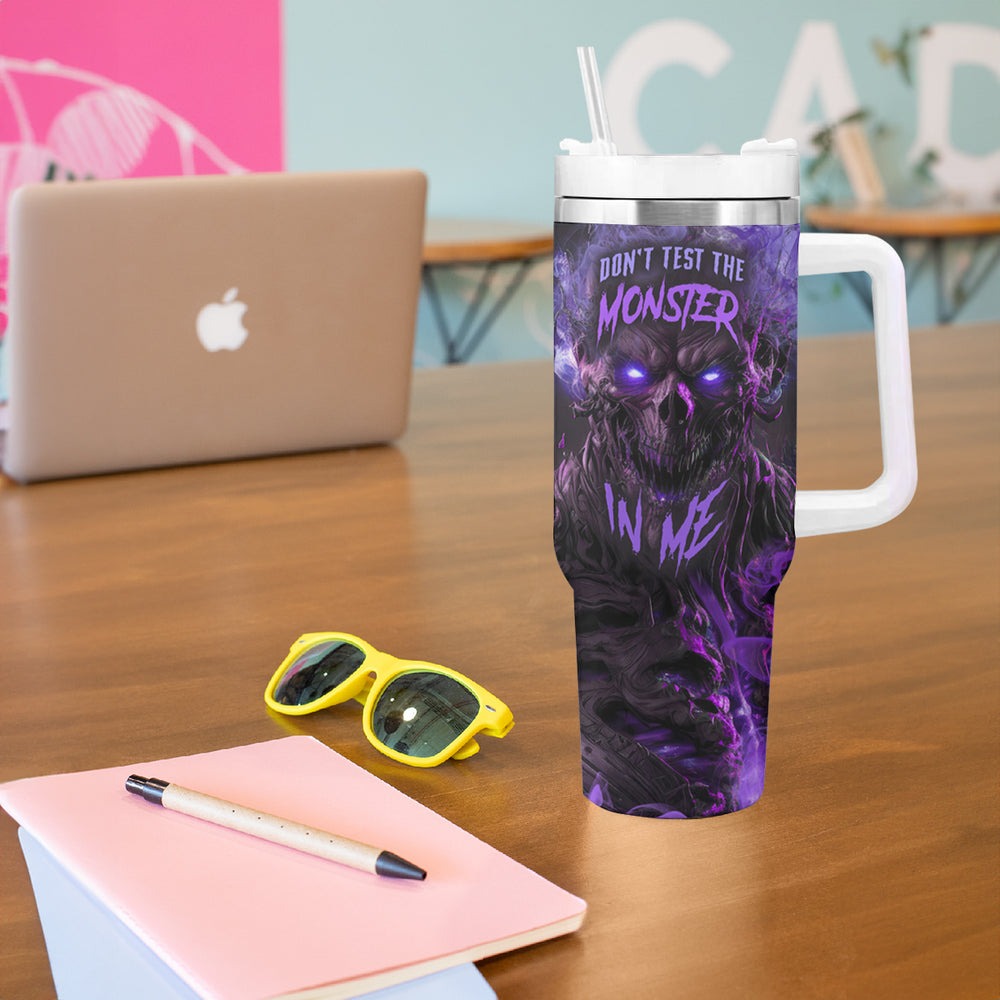 Don't Test The Monster In Me Tumbler With Handle TS04 Don't Test The Monster In Me Tumbler With Handle TS04