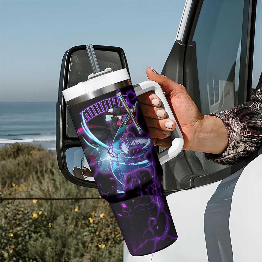 Dracule Mihawk One Piece Tumbler With Handle Japan Style Ani Dracule Mihawk One Piece Tumbler With Handle Japan Style Ani