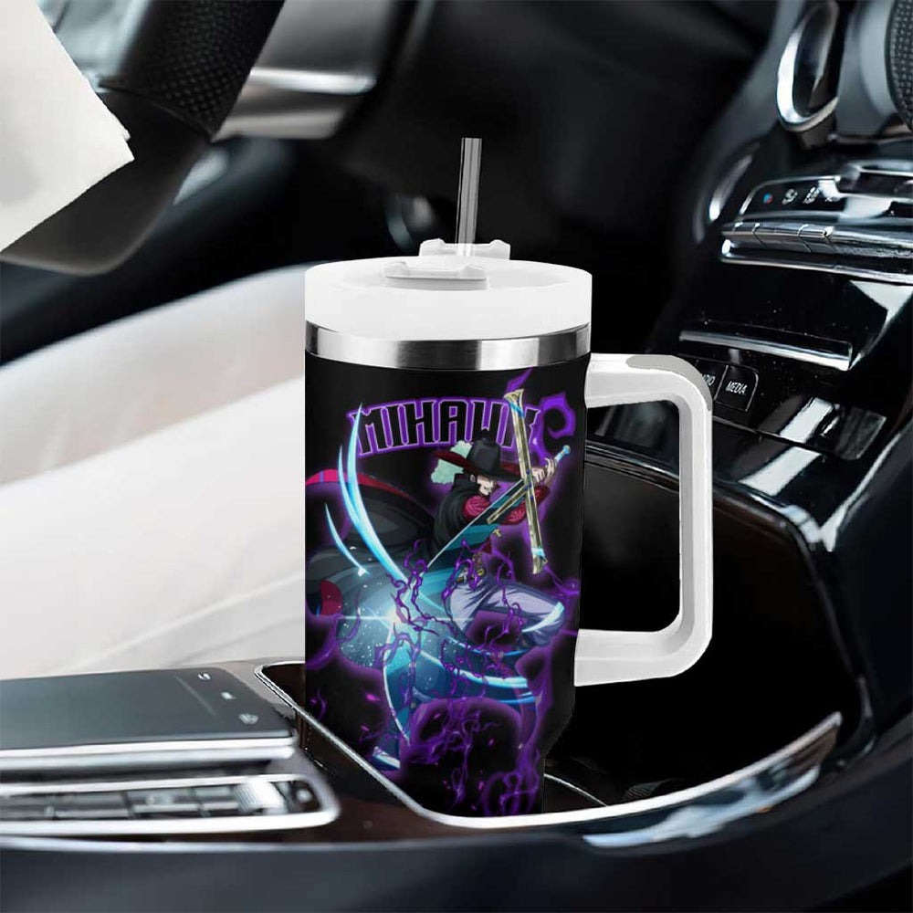 Dracule Mihawk One Piece Tumbler With Handle Japan Style Ani Dracule Mihawk One Piece Tumbler With Handle Japan Style Ani