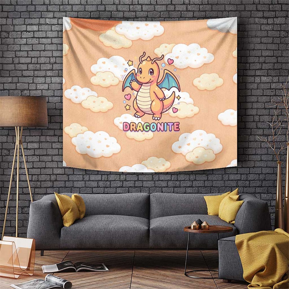 Dragonite Tapestry Whimsical Pastel Cloud Art TS04 Dragonite Tapestry Whimsical Pastel Cloud Art TS04