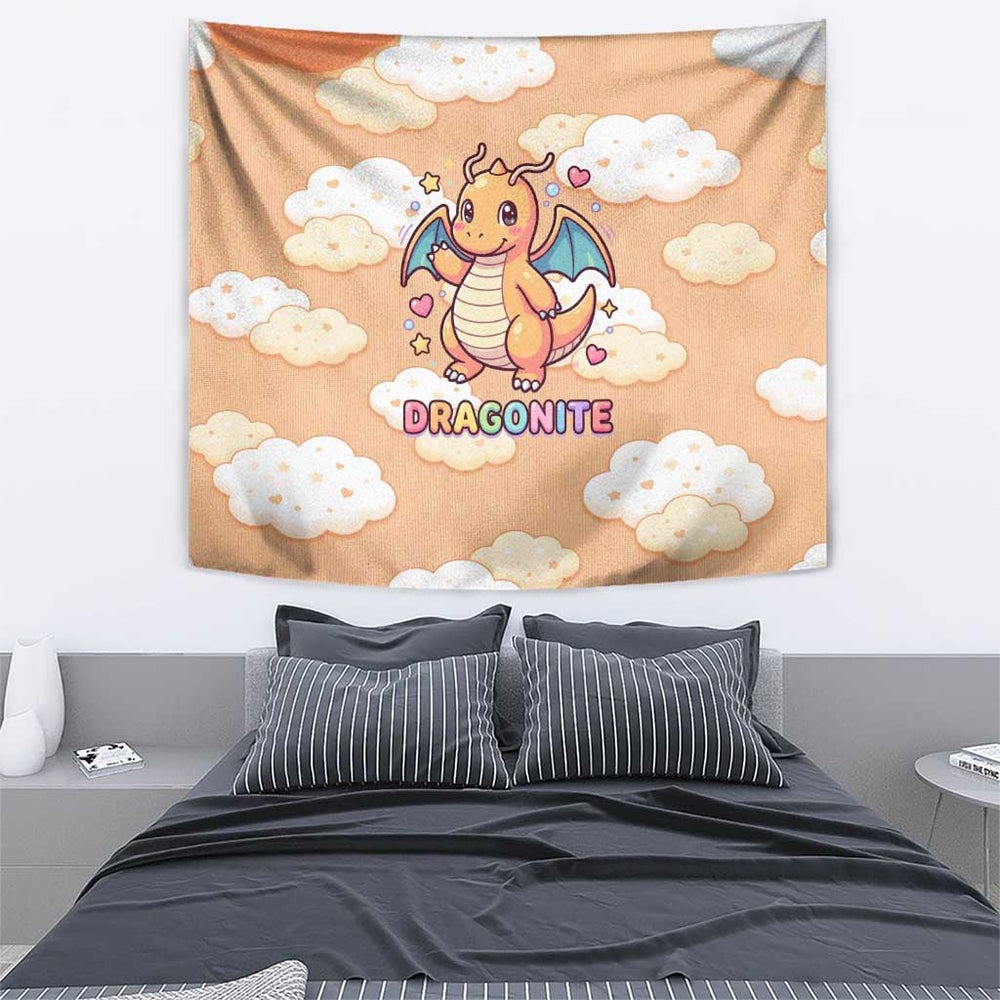 Dragonite Tapestry Whimsical Pastel Cloud Art TS04 Dragonite Tapestry Whimsical Pastel Cloud Art TS04