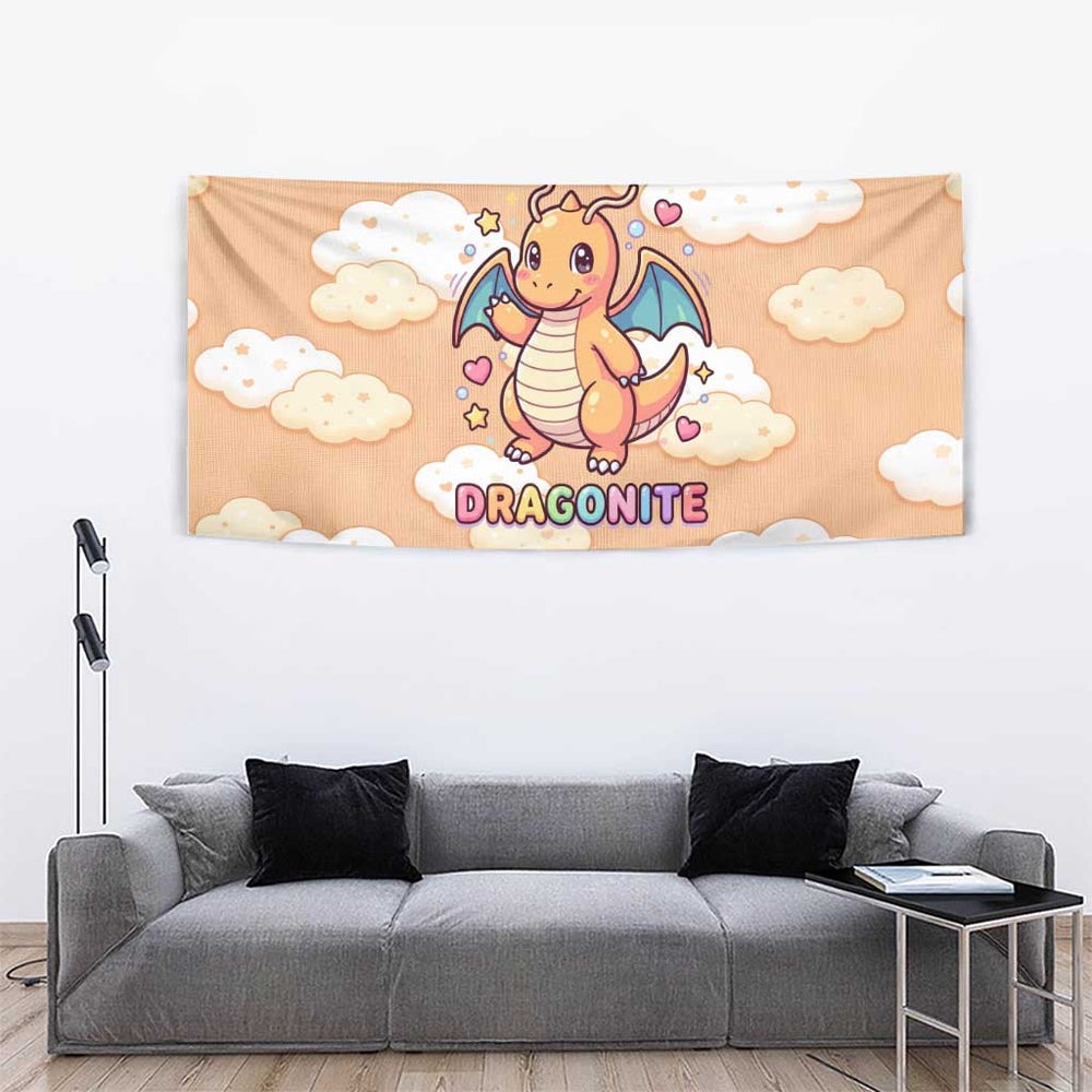 Dragonite Tapestry Whimsical Pastel Cloud Art TS04 Dragonite Tapestry Whimsical Pastel Cloud Art TS04