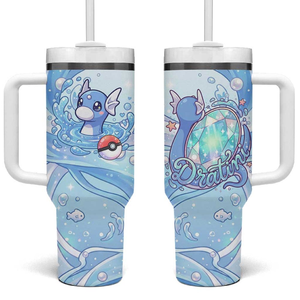 Dratini Tumbler With Handle Pastel Aquatic Crystal Art TS04 Dratini Tumbler With Handle Pastel Aquatic Crystal Art TS04