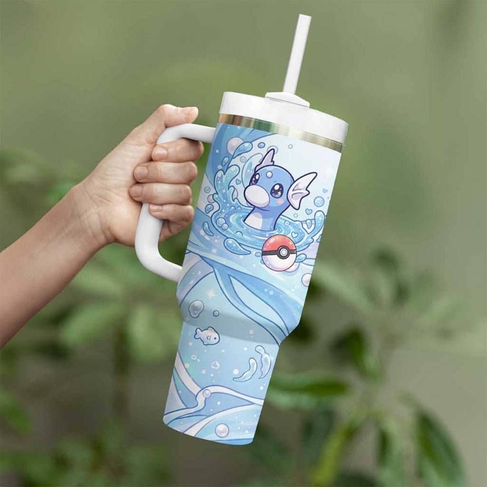 Dratini Tumbler With Handle Pastel Aquatic Crystal Art TS04 Dratini Tumbler With Handle Pastel Aquatic Crystal Art TS04