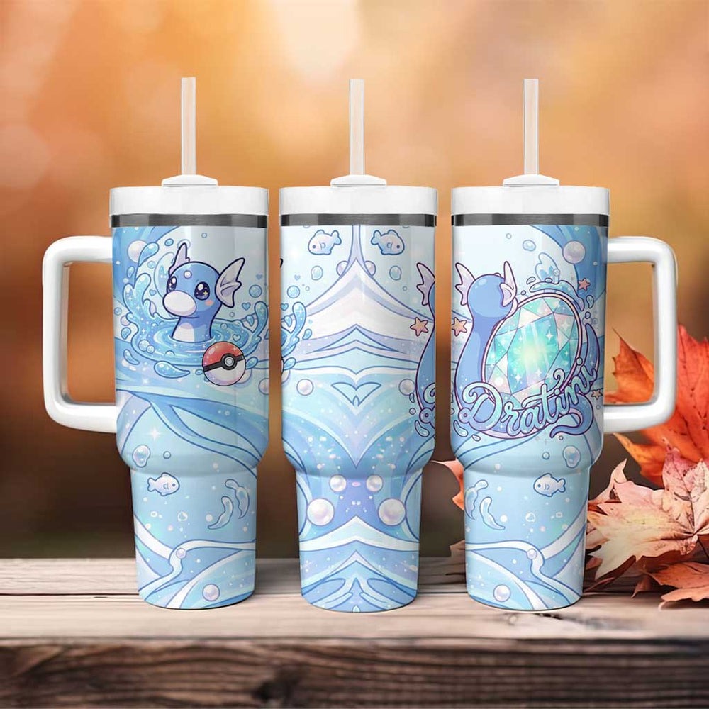 Dratini Tumbler With Handle Pastel Aquatic Crystal Art TS04 Dratini Tumbler With Handle Pastel Aquatic Crystal Art TS04