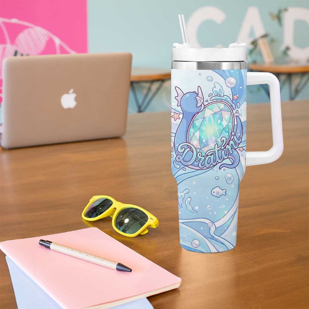 Dratini Tumbler With Handle Pastel Aquatic Crystal Art TS04 Dratini Tumbler With Handle Pastel Aquatic Crystal Art TS04