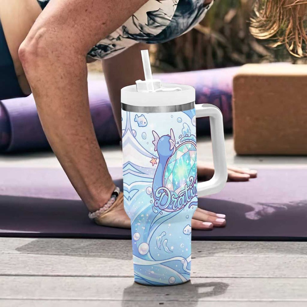 Dratini Tumbler With Handle Pastel Aquatic Crystal Art TS04 Dratini Tumbler With Handle Pastel Aquatic Crystal Art TS04