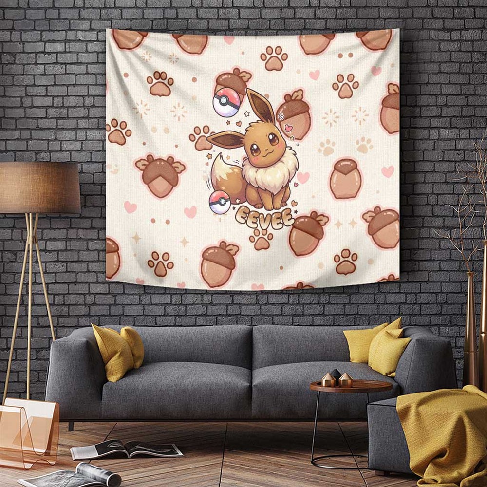 Eevee Tapestry Cozy Autumn Acorn Art TS04 Eevee Tapestry Cozy Autumn Acorn Art TS04