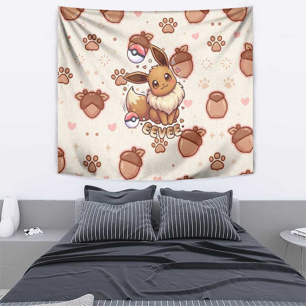 Eevee Tapestry Cozy Autumn Acorn Art TS04 Eevee Tapestry Cozy Autumn Acorn Art TS04