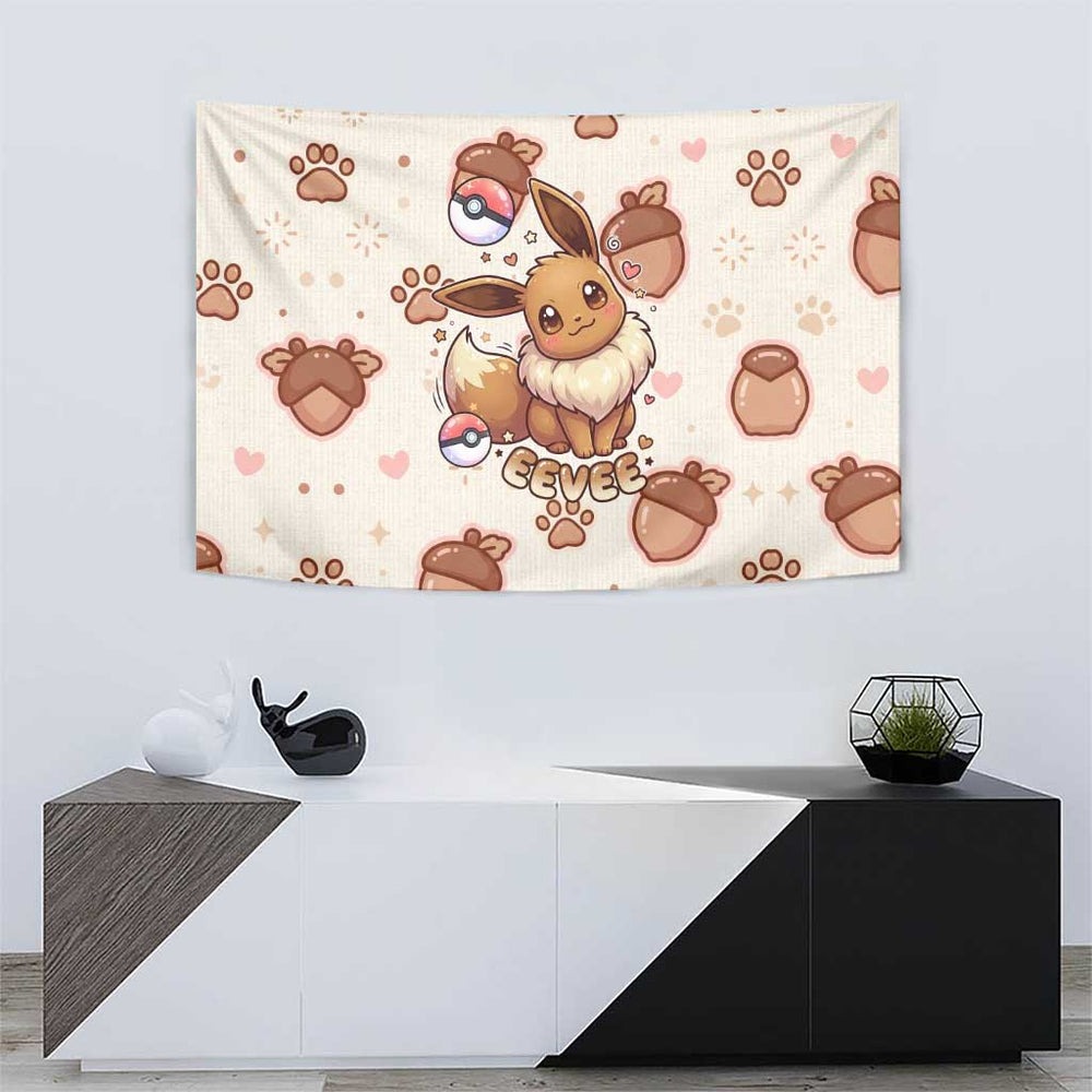 Eevee Tapestry Cozy Autumn Acorn Art TS04 Eevee Tapestry Cozy Autumn Acorn Art TS04