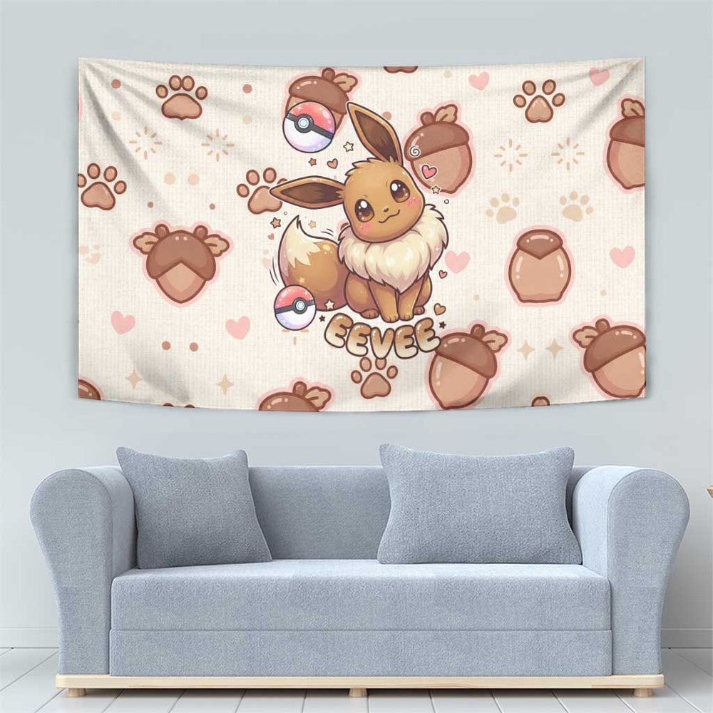Eevee Tapestry Cozy Autumn Acorn Art TS04 Eevee Tapestry Cozy Autumn Acorn Art TS04