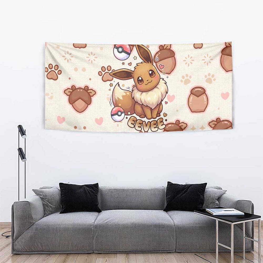 Eevee Tapestry Cozy Autumn Acorn Art TS04 Eevee Tapestry Cozy Autumn Acorn Art TS04