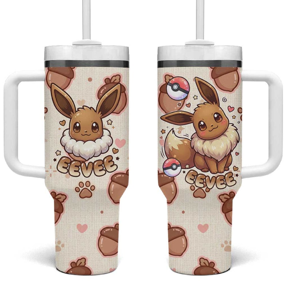 Eevee Tumbler With Handle Cozy Autumn Acorn Art TS04