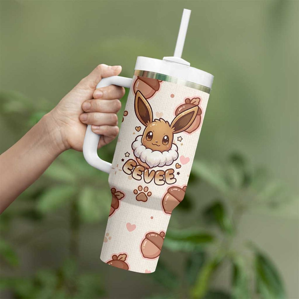 Eevee Tumbler With Handle Cozy Autumn Acorn Art TS04