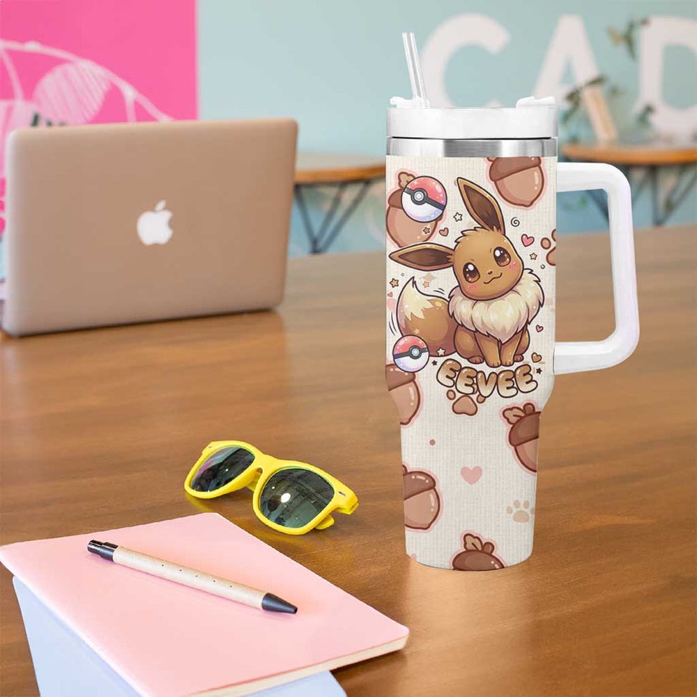 Eevee Tumbler With Handle Cozy Autumn Acorn Art TS04
