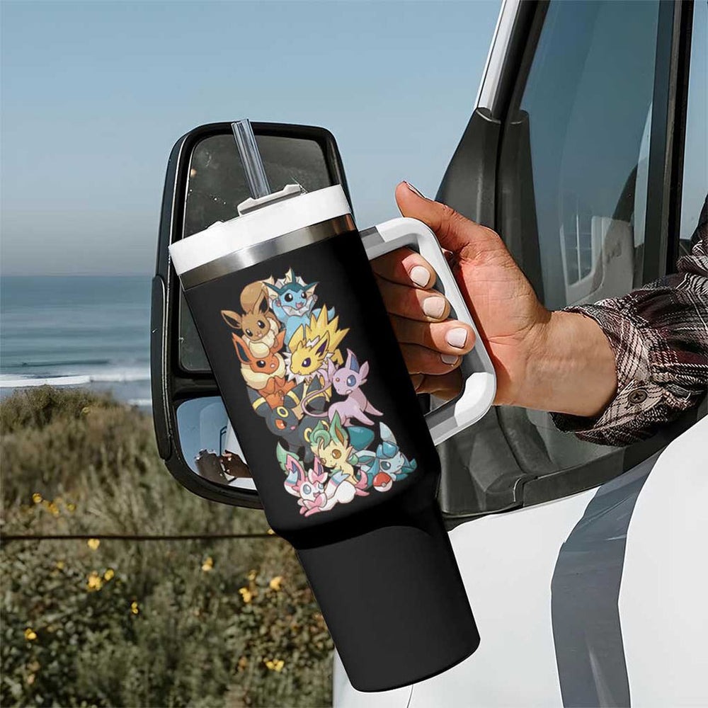 Eeveelution V2 Poke Tumbler With Handle Anime Style TS04 Eeveelution V2 Poke Tumbler With Handle Anime Style TS04