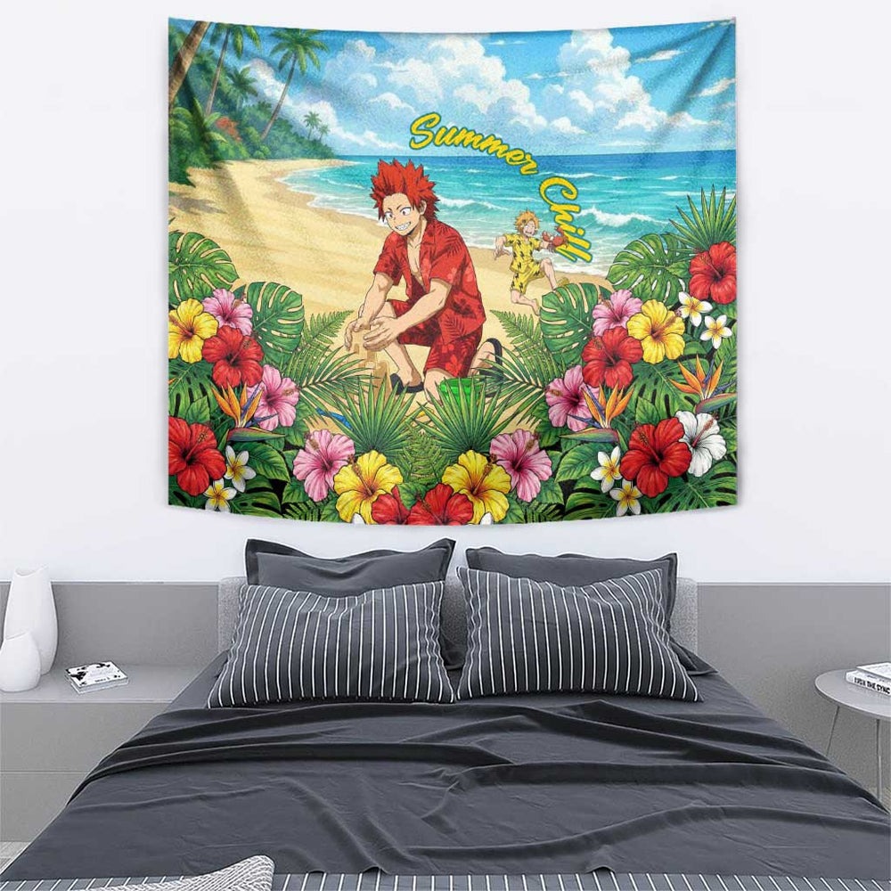 Eijirou Kirishima Summer Chill Tumbler With Handle Tropical Anime Beach Fun TS04 Eijirou Kirishima Summer Chill Tumbler With Handle Tropical Anime Beach Fun TS04