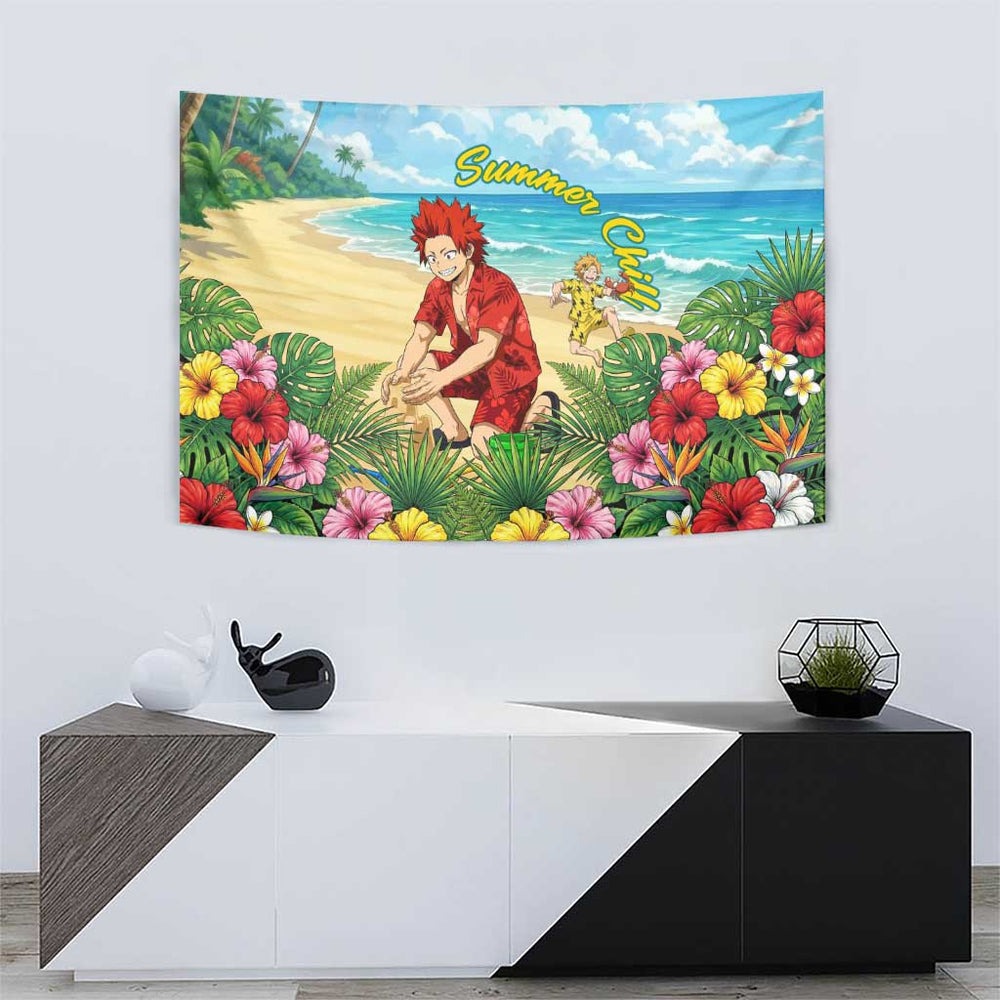 Eijirou Kirishima Summer Chill Tumbler With Handle Tropical Anime Beach Fun TS04 Eijirou Kirishima Summer Chill Tumbler With Handle Tropical Anime Beach Fun TS04