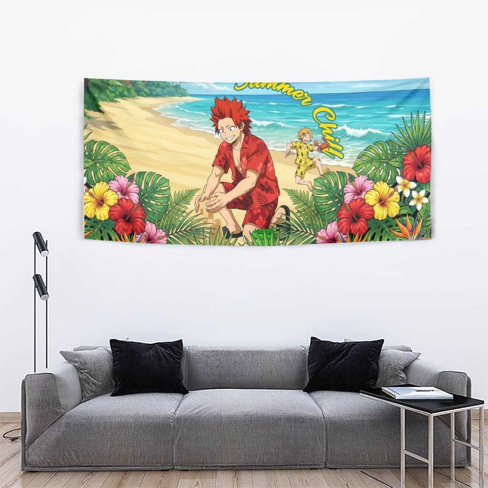 Eijirou Kirishima Summer Chill Tumbler With Handle Tropical Anime Beach Fun TS04 Eijirou Kirishima Summer Chill Tumbler With Handle Tropical Anime Beach Fun TS04
