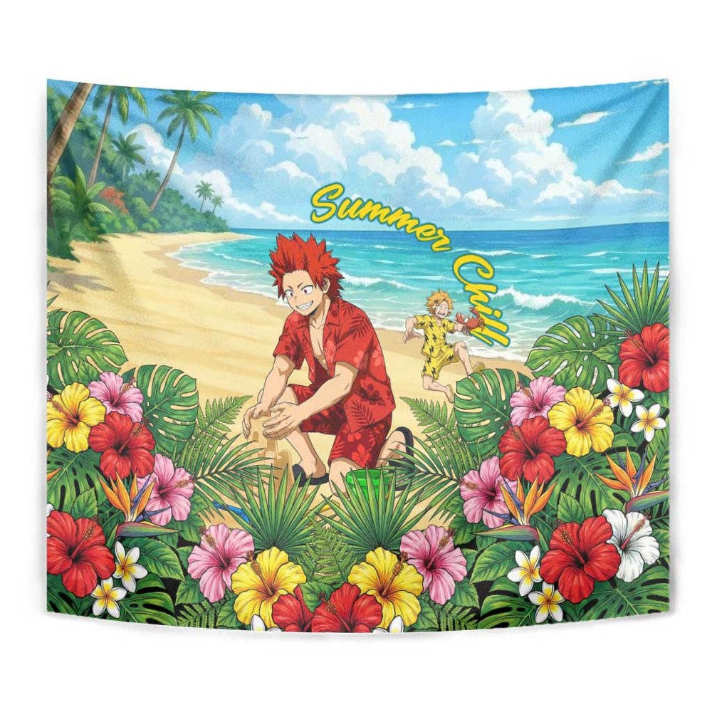 Eijirou Kirishima Summer Chill Tumbler With Handle Tropical Anime Beach Fun TS04 Eijirou Kirishima Summer Chill Tumbler With Handle Tropical Anime Beach Fun TS04