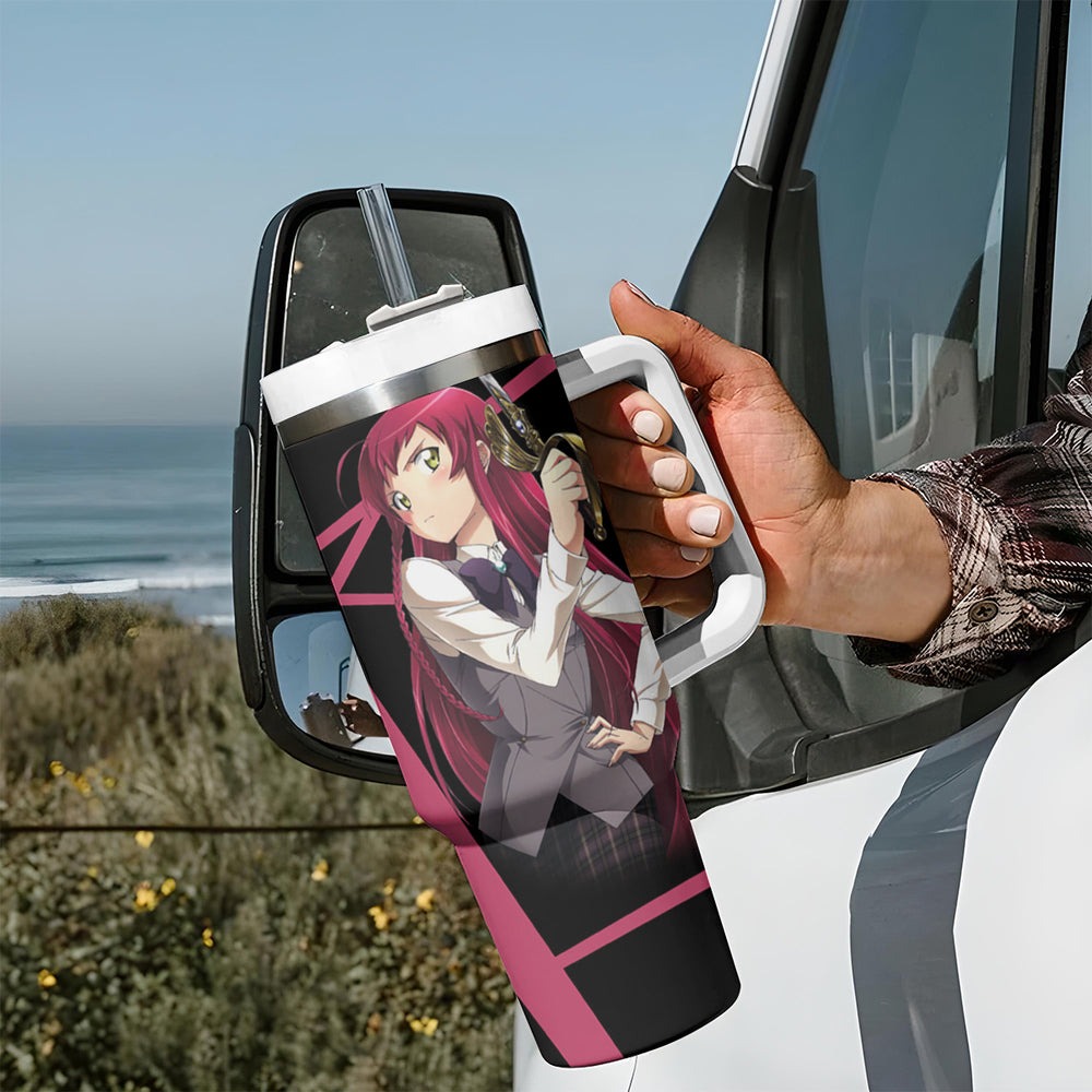 Emi Yusa The Devil Part Timer Tumbler With Handle Anime Style TS04 Emi Yusa The Devil Part Timer Tumbler With Handle Anime Style TS04