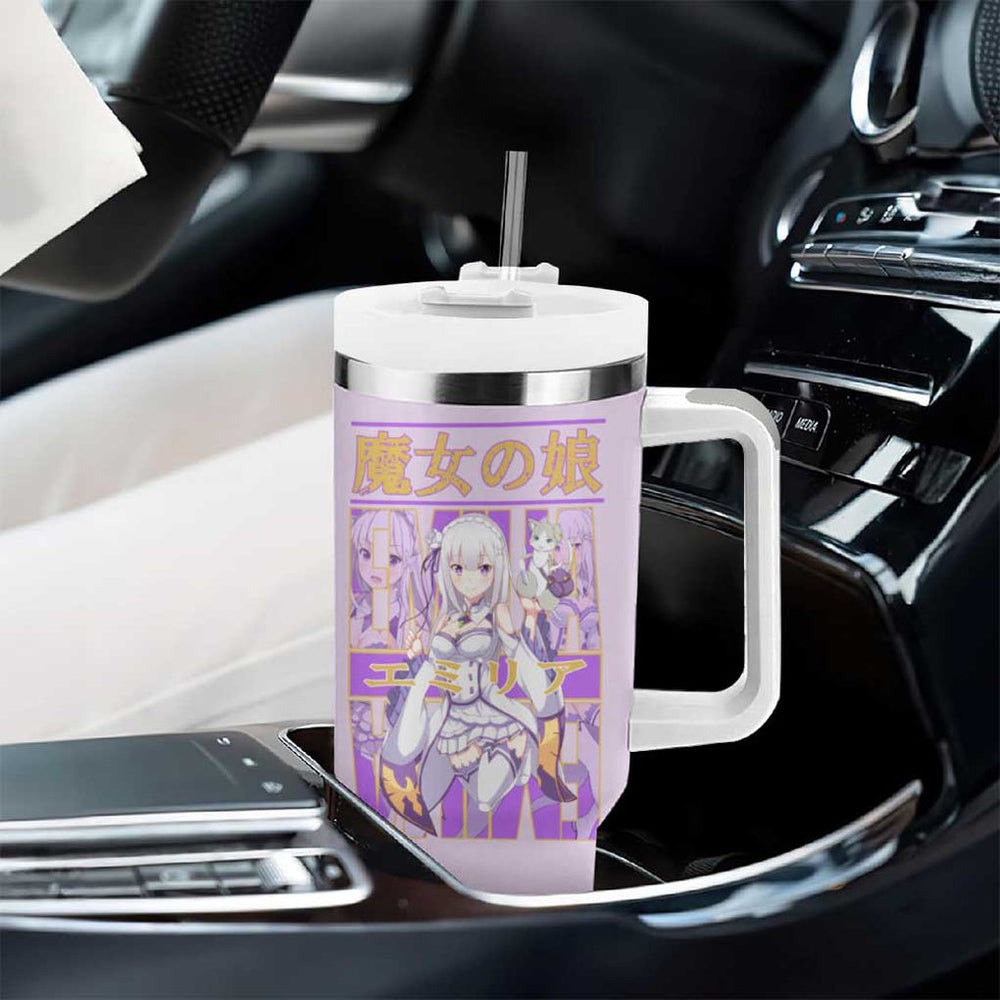 Emilia Re Zero Tumbler With Handle Anime Style TS04 Emilia Re Zero Tumbler With Handle Anime Style TS04