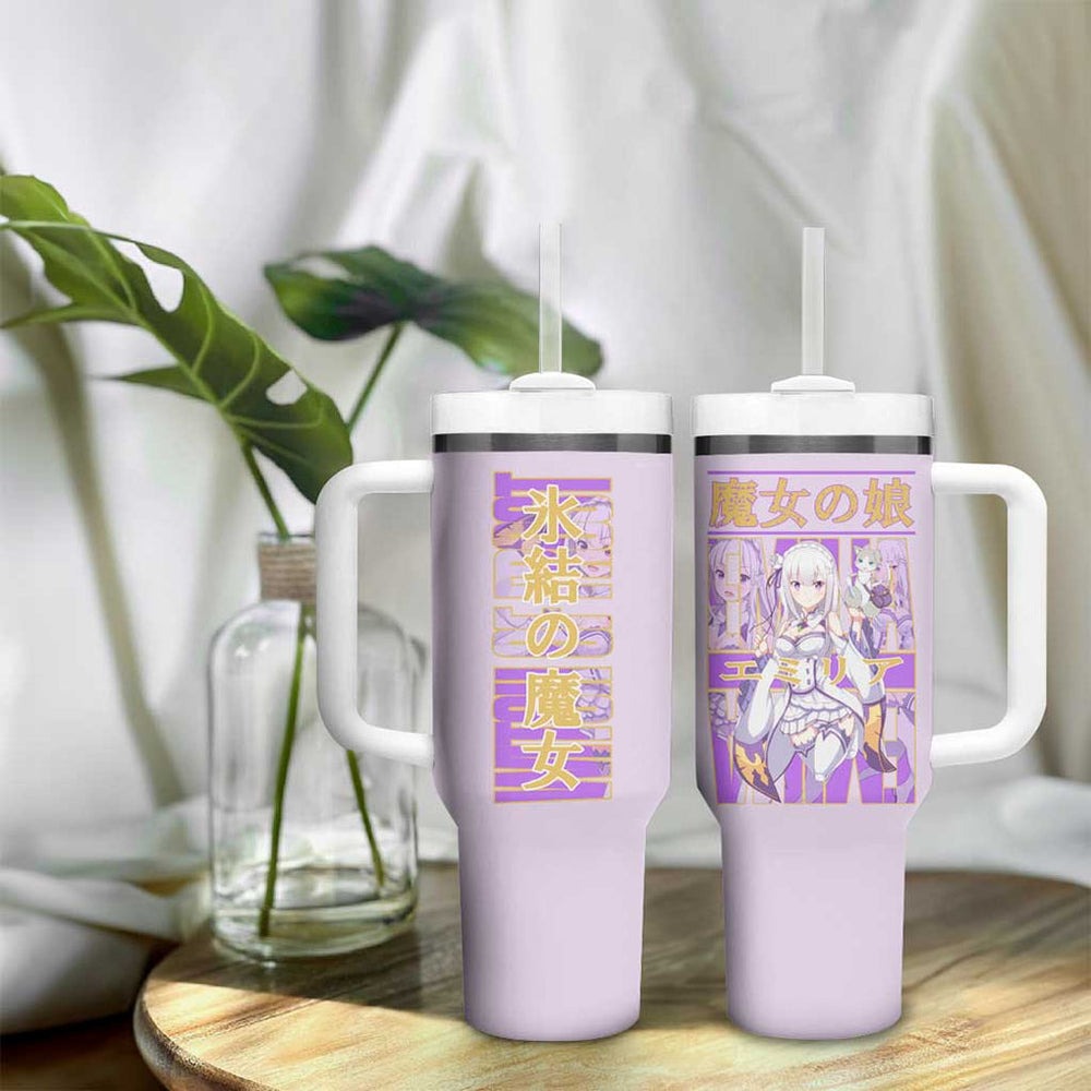 Emilia Re Zero Tumbler With Handle Anime Style TS04 Emilia Re Zero Tumbler With Handle Anime Style TS04