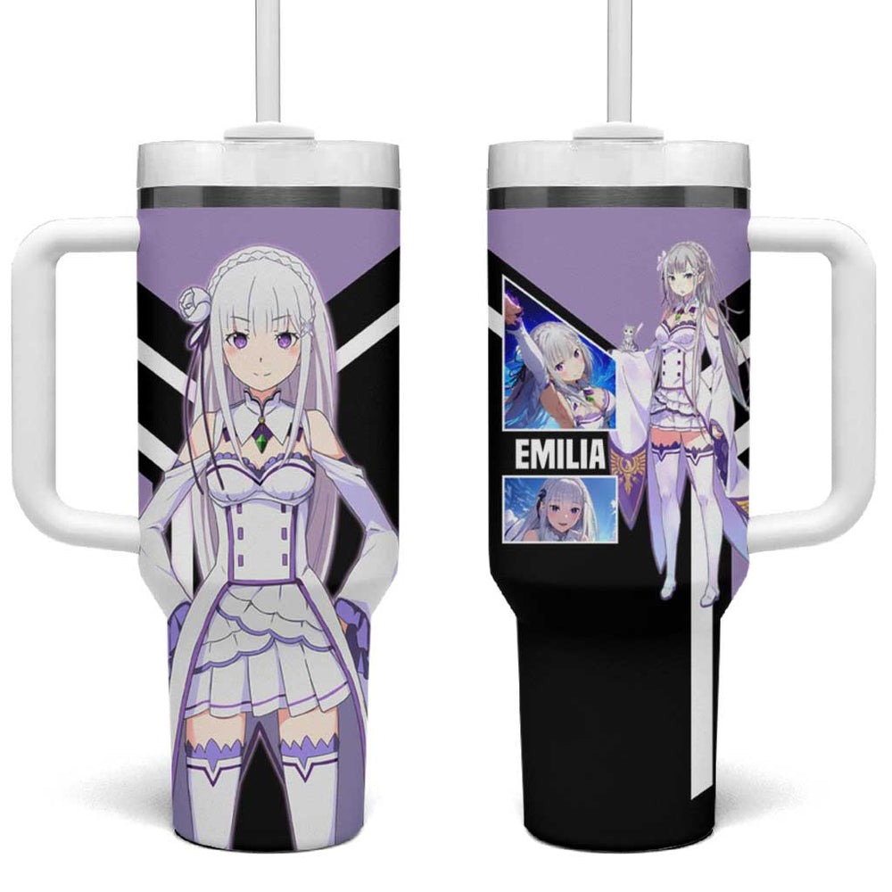 Emilia Re Zero Tumbler With Handle Anime Style TS04 Emilia Re Zero Tumbler With Handle Anime Style TS04